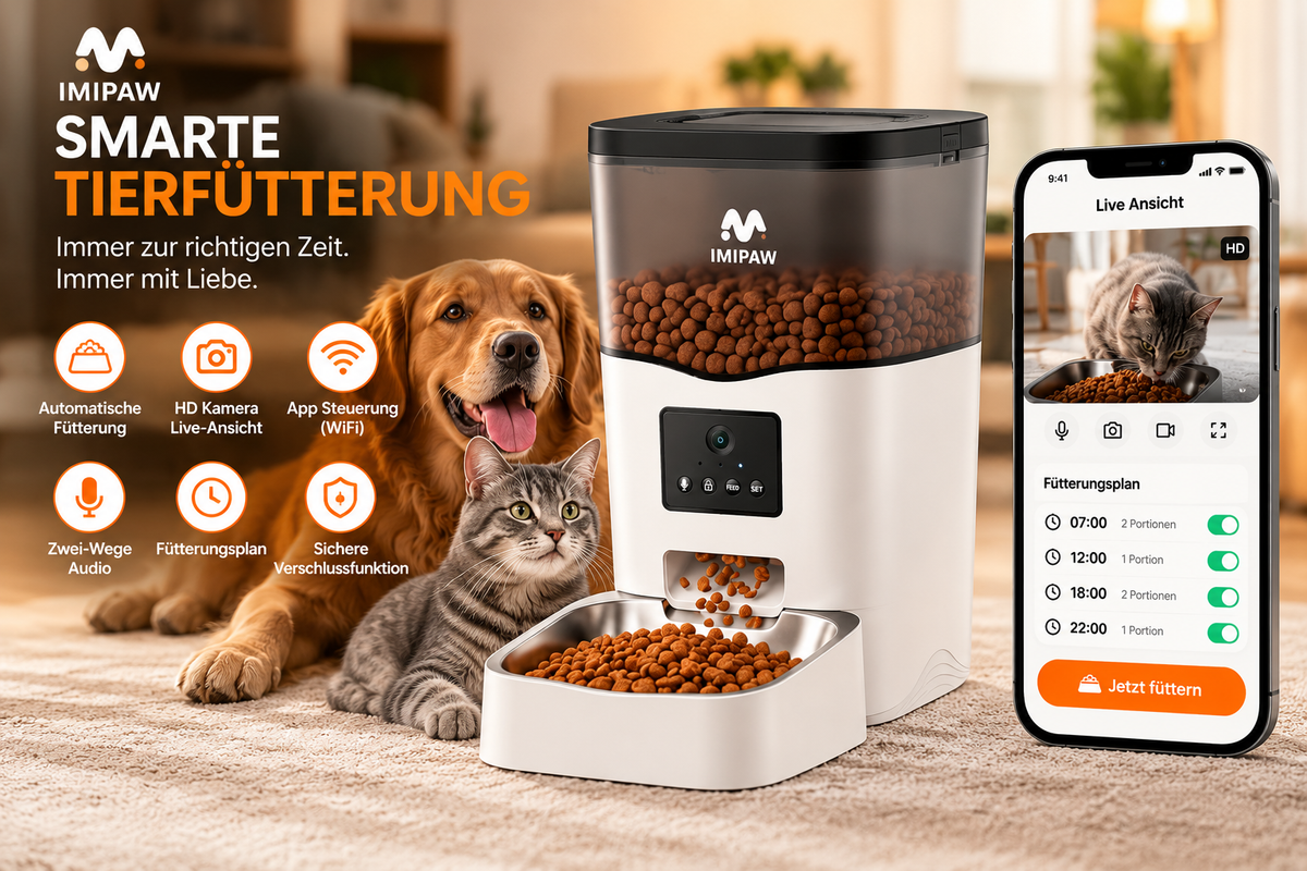 Smart Futterautomat mit Kamera & App – 3L