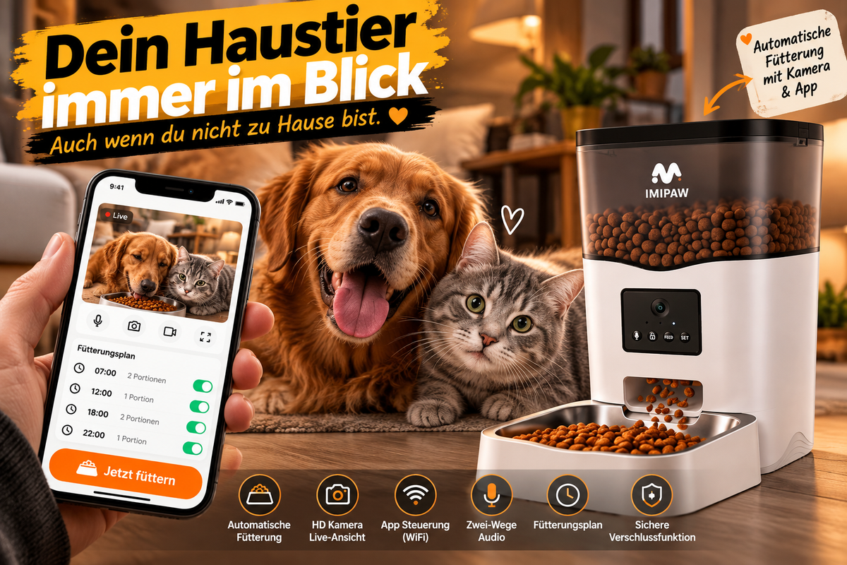 Smart Futterautomat mit Kamera & App – 3L