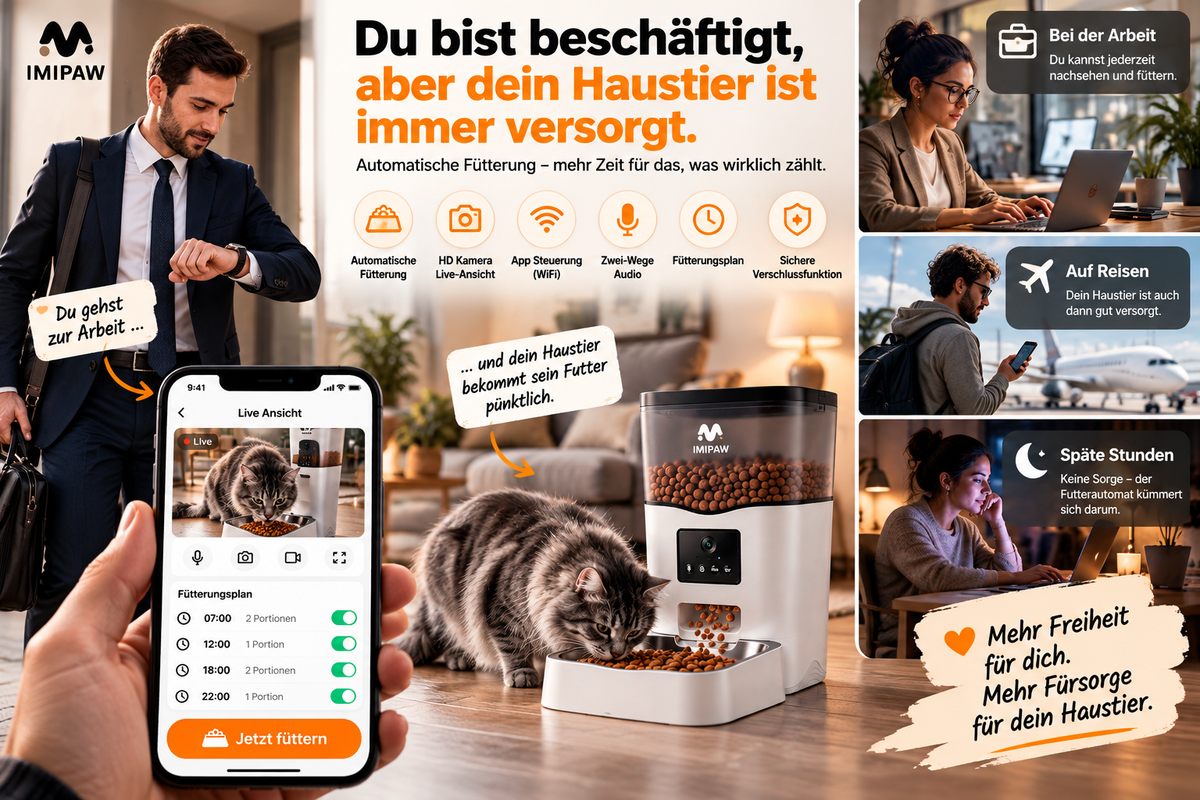 Smart Futterautomat mit Kamera & App – 3L